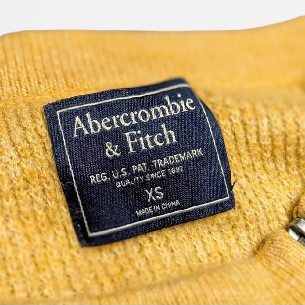 Abercrombie & Fitch Yellow Knit Sweater XS Asymmetrical Zip Lightweight - Picture 5 of 5